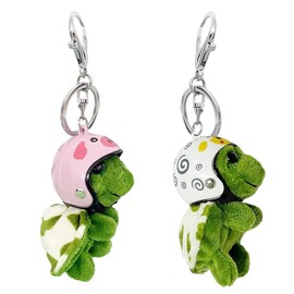 NyaSaa Turtle Keychain Plush,2PCS Mini Cute Turtle Keyring Stuffed Animal Keychain Toy Turtle With Hat Keychain Soft Cute Plushie Keychain Cute Decorative Plush Toy Accessory Fun Buddy For Kids Bag