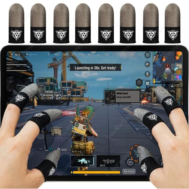 BlueWow Silver Blend Seamless Gaming Finger Sleeves – Ultra-Soft, High