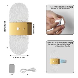 Motion Sensor Wireless Magnetic Outdoor Wall Lamps Smart Home Decor USB Rechargeable Wall Light Bedside LED Lights for HomeBody color: Gold, Lamp Power(W): 2, Lamp Sizes: Small