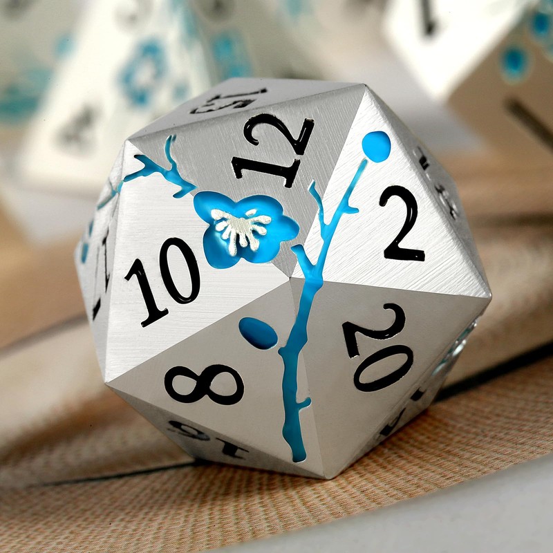 Glow in The Dark Flower Metal Dice, DNDND 7 PCS