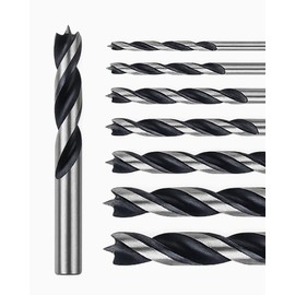 Wisechain 11-Piece Brad Point Drill Bit Set for Woodworking (1/8" to 1/2") - High-Speed Steel HSS Wood Drill Bits with Storage Case