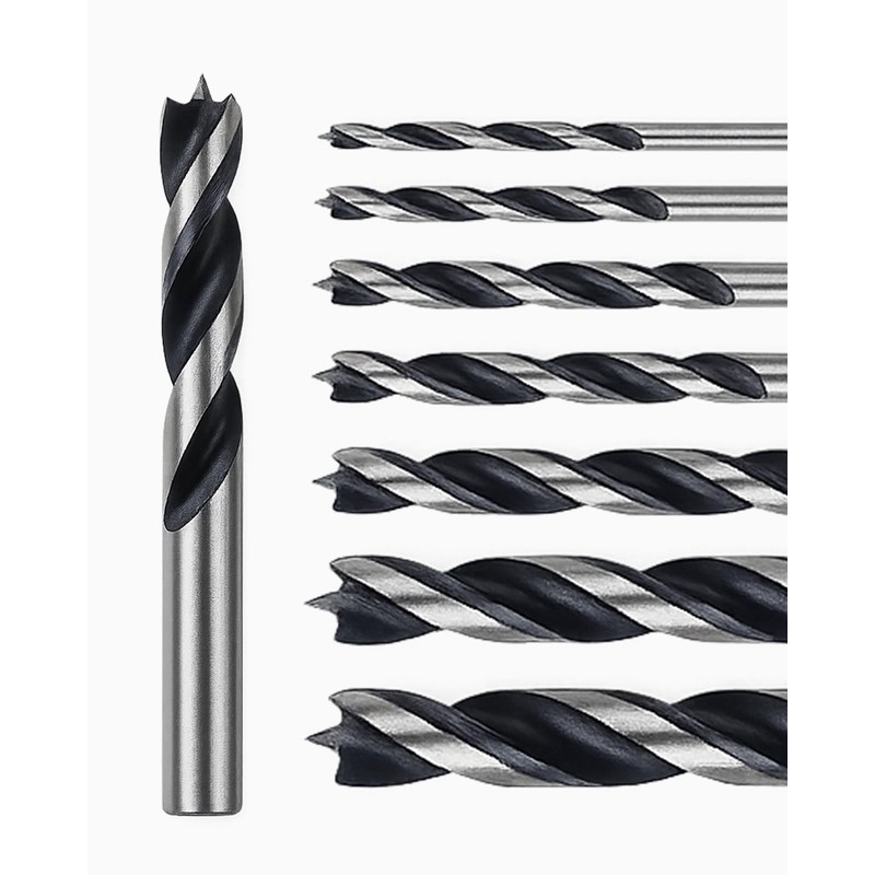 Wisechain 11-Piece Brad Point Drill Bit Set for Woodworking (1/8"