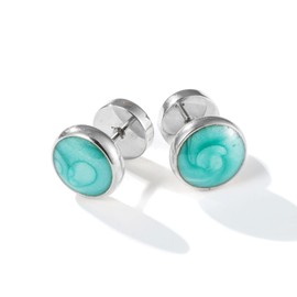 Screw Flat Back Stud Earrings Titanium Green Stainless Steel Barbell Earrings for Women Men Ssentive Ears Punk Dot Ear Studs