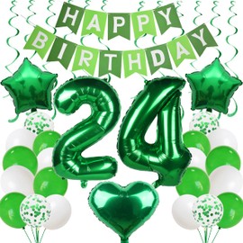 24 Balloons 24th Birthday Men Women Green 24 Years Birthday Man Decoration 24th Birthday Decoration Green Balloons 24th Birthday Man Woman Decoration Green 24 Years Decoration Party 24th Birthday
