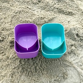 Luuzunn - Portavasos de arena para playa con bolsillo, posavasos de arena para playa, portavasos, para viajes, multicolor, 2 unidades, color verde/morado