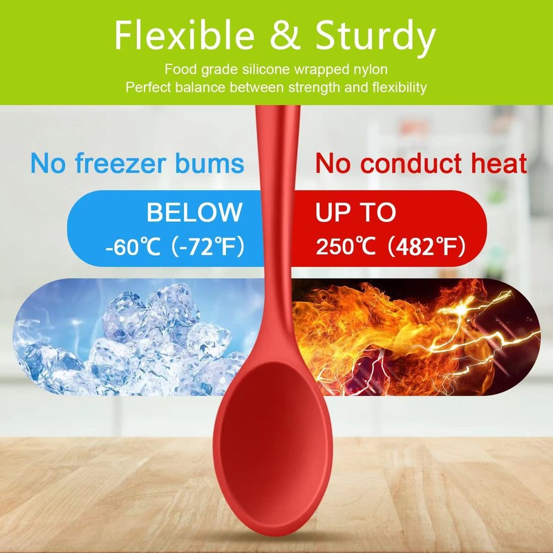 Armrouns 4pcs Small Silicone Spoons Nonstick Kitchen Spoon Silicone Serving