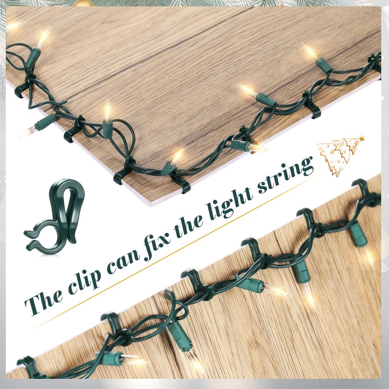 120 Pcs Christmas Light Clips Outdoor Hang Plastic Hook, Green