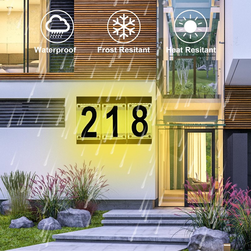 XINDEW Solar House Numbers for Outside, 3D Acrylic Number Colorful