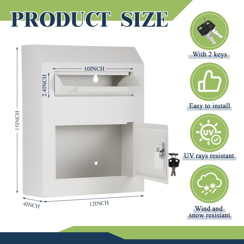 Yaocom Key Lock Mailboxes for Outside Locking Wall Mount Mailbox