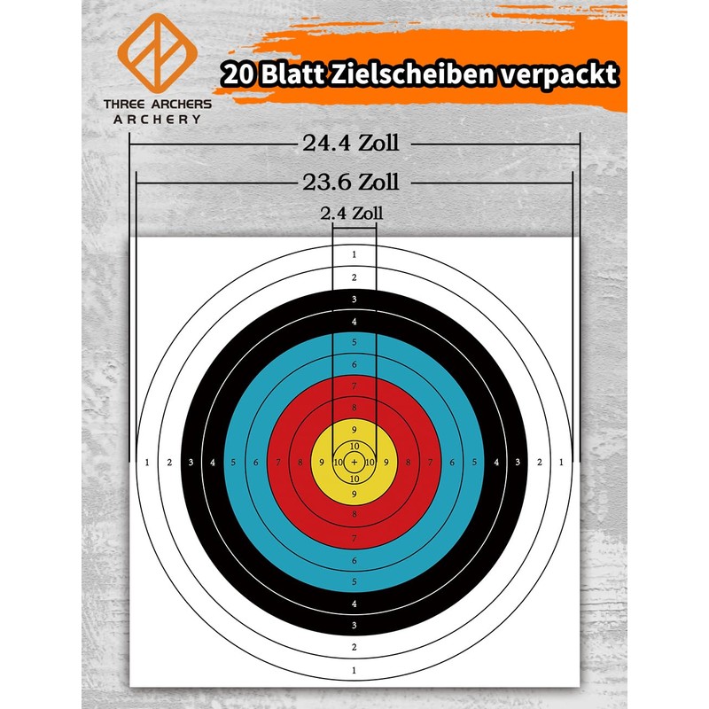 THREE ARCHERS 20 Sheets 60 cm Archery Target Pads 10