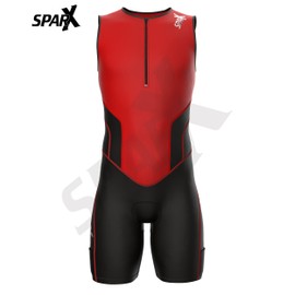 Sparx X Triathlon Suit Racing Tri Cycling Skin Suit Bike Swim Run (Red, Medium)
