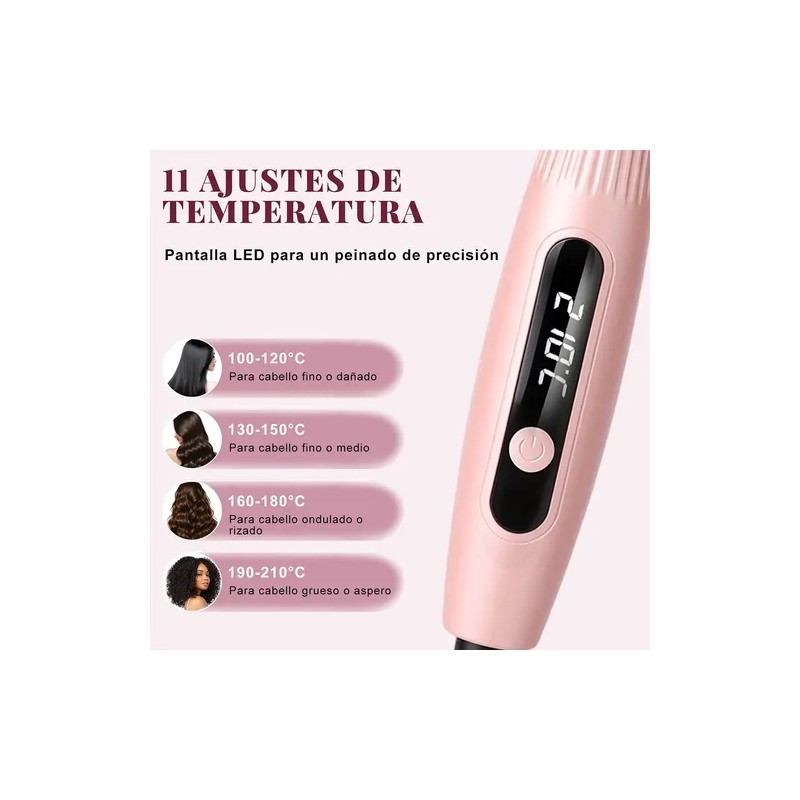 Cepillo Térmico Nuowei,cepillo Redondo De Cerámica, Rosa