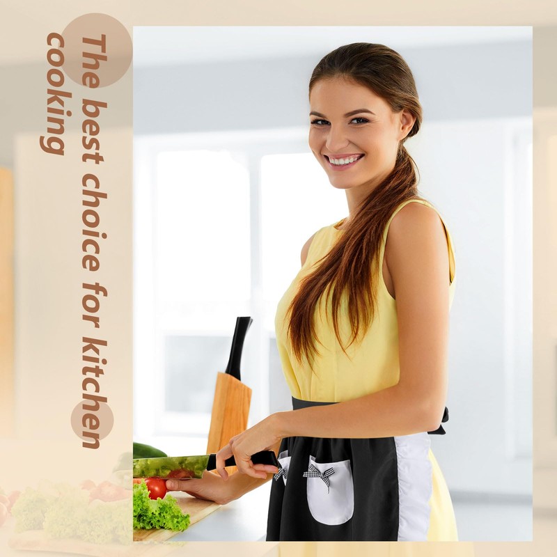 Geyoga Aprons for Women with Pockets Kitchen Cooking Waitress Maid