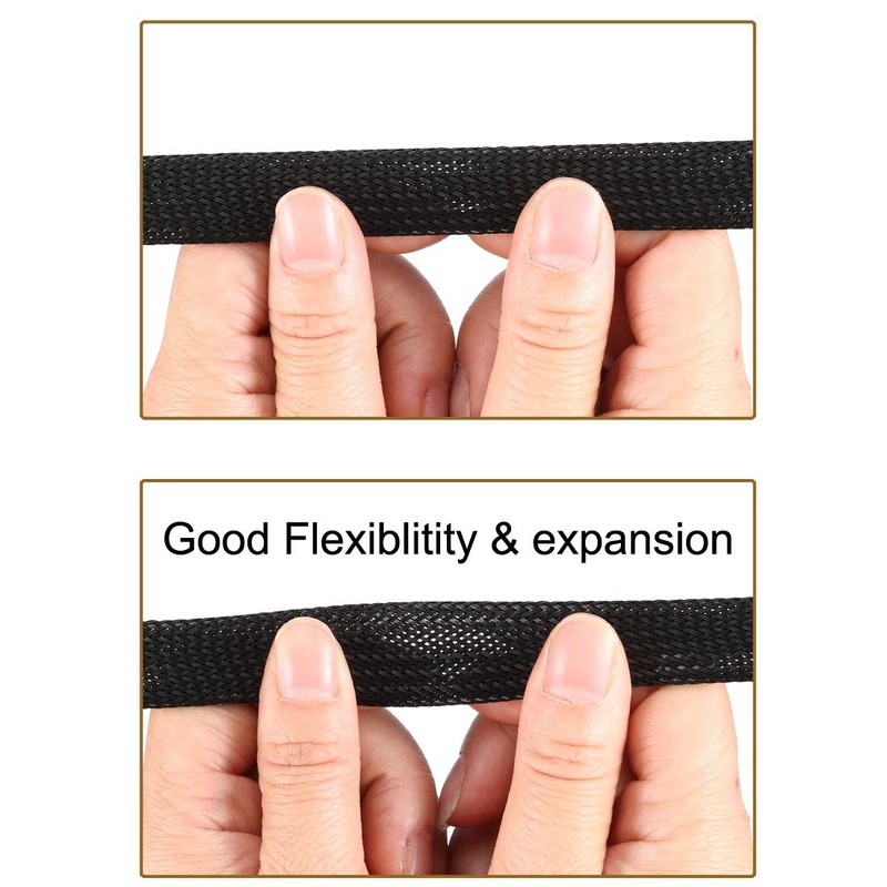 uxcell PET Cord Protector, 6.5Ft-8mm Wire Loom Cable Sleeve for