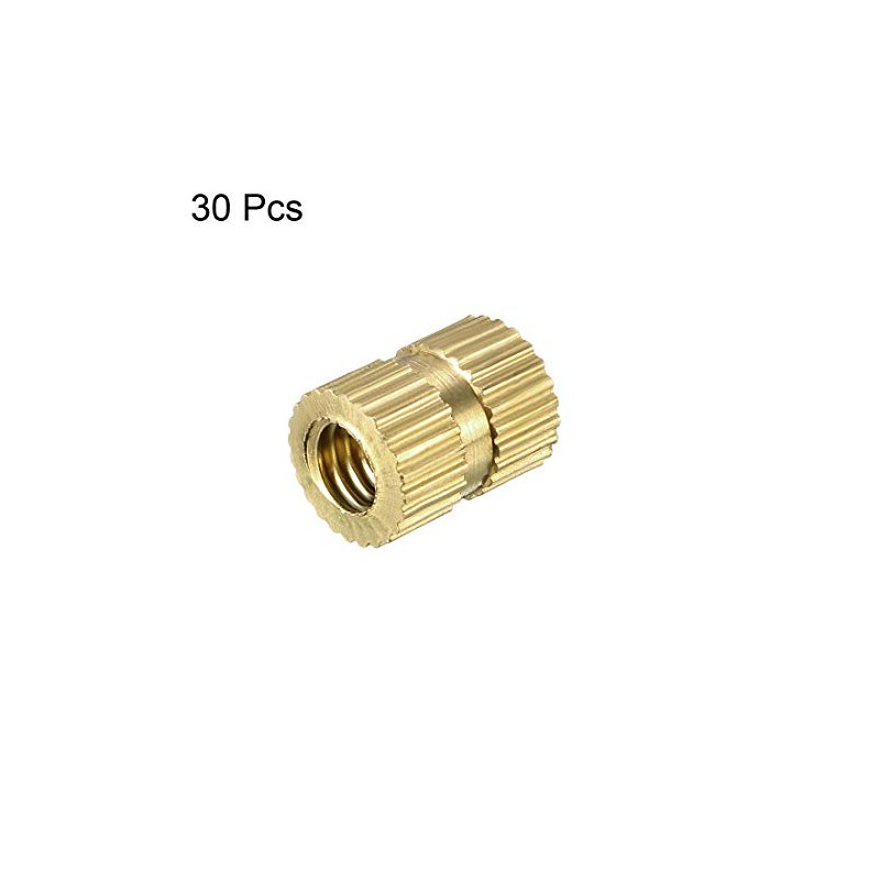 sourcing map Knurled Insert Nuts - 30Pcs M4 x 8mm