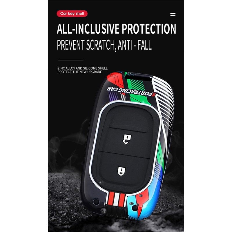 HIBEYO 2 Button Key Fob Cover Compatible with Honda Civic