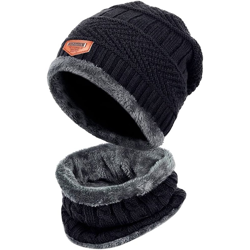 FleurUneffe Knit Hat, Neck Warmer, 2-Piece Set, Fleece Lined, Hat,