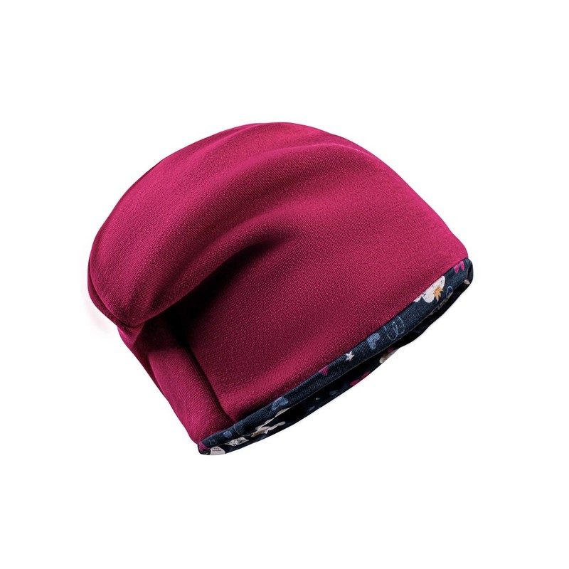 maximo Mini Girl Beanie Horse Rhinestone Full Lining, Sangria/Ink-White-Rainbow