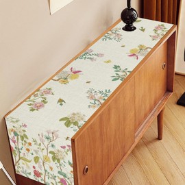 Spring Table Runner, Farmhouse Seasonal Floral Birds Hummingbird Plants Botanical Vintage Retro Coffee Table Center Decor for Kitchen Dining Patio Holiday Party Table Decorations, 13"x72" Inch