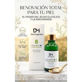 Glicolic N 8, Sérum Facial con Ácido Glicólico al 8% y Niacinamida, Exfoliante, 50 ml