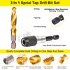 TOPEC Tap Bit Set, 3-in-1 HSS Titanium Coated Combination Drill