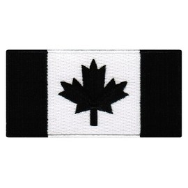 Cypress Collectibles - Canada Black Flag Patch - Premium Embroidered Appliqué - Canadian Iron On Patches - Dimensions: 3.5" x 1.75"
