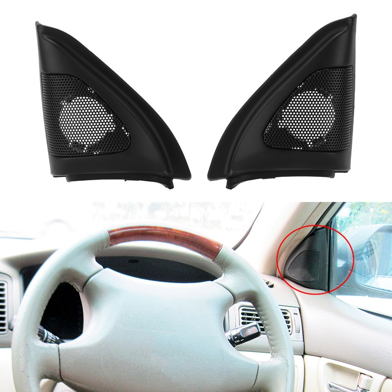 Pair Car Door Speaker Cover Audio Tweeter Trim Black Replacement