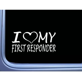 EZSTIK I love my First Responder EMT Decal sticker M190 8" star of life