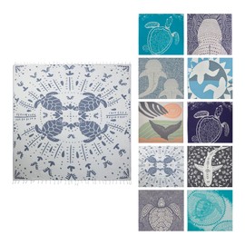 Sand Cloud Extra Large Turkish Beach Towel - Sand Free - 100% Organic Turkish Cotton Yarn - Quick Dry Towel for Beach, Picnic, Blanket or Bath - As Seen on Shark Tank - Marine Life (Prism Turtles XL)