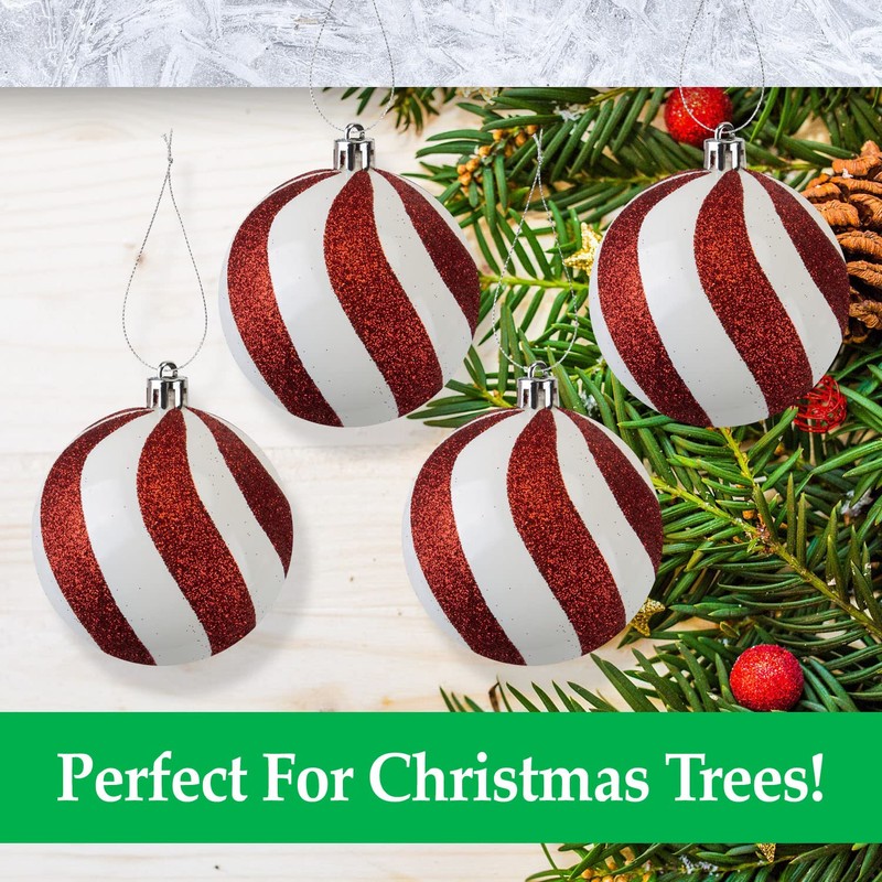 VFM - Red & White Stripe 8cm Baubles Candy Cane