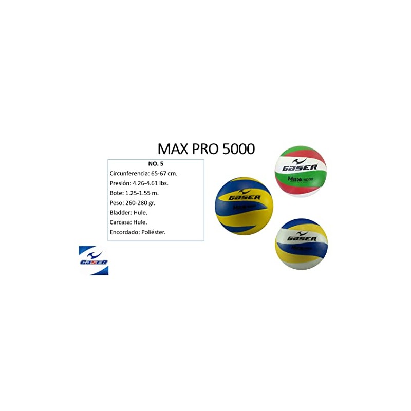 Gaser Balón Vóleibol MAX Pro 5000 No.5 (Amarillo, Azul)