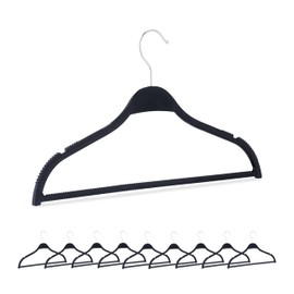 Relaxdays Set of 10 Wheat Straw Plastic Sustainable Slim Hangers Trouser Bar Notches Black