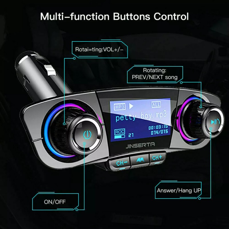 Batery Connection Bluetooth Car FM Transmitter MP3 Player Hands free