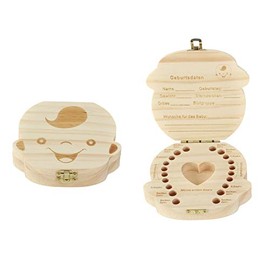 Wooden tooth box for boys or girls.