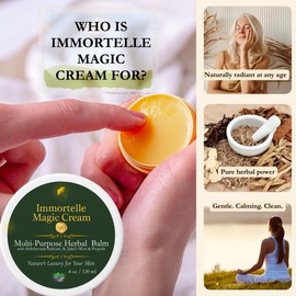 Mountain Pastures® Immortelle Magic Cream – Handcrafted European Wonder Balm | Enhanced Botanical Formula – Soothing, Anti-Aging & Deeply Nourishing – 4 oz