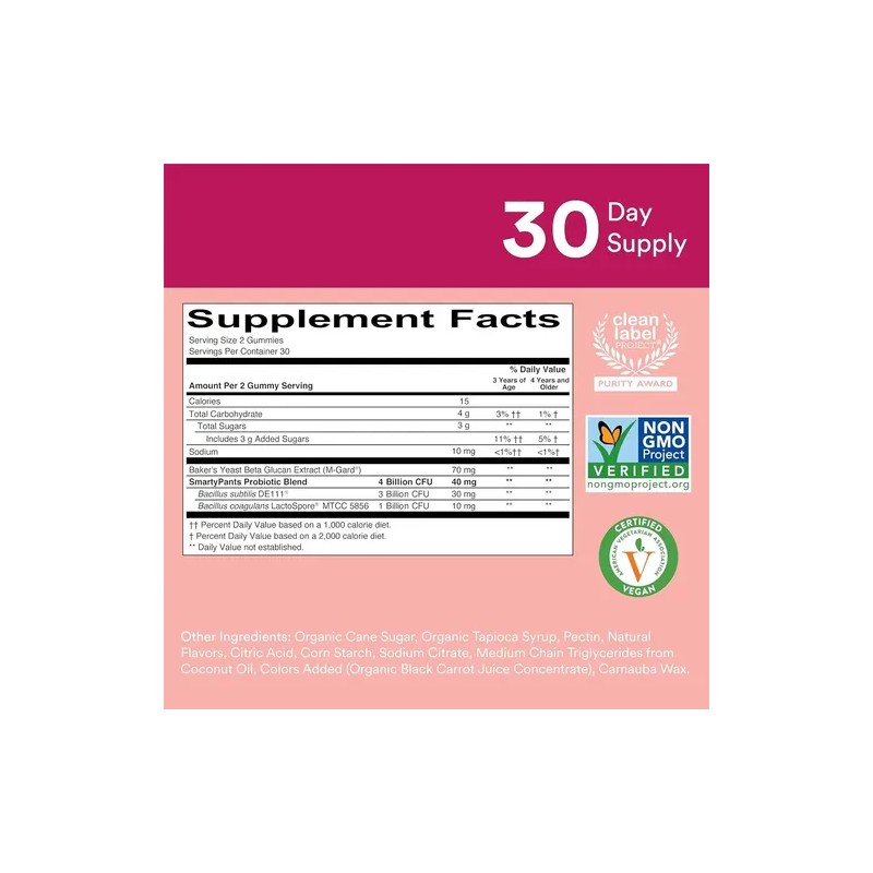 Smarty Pants Kids Probiotics Strawberry 45tabs
