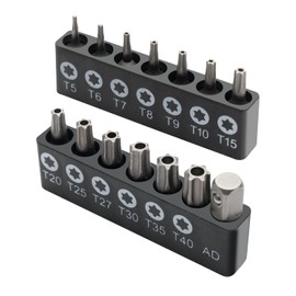 ROTATION 14-Piece Tamper Resistant Star Bits, Chrome Vanadium Steel, T5 - T40 Impact Grade Security Torx Bit Set, 1/4-inch Hex Shank