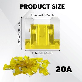 HQRNYP 25PCS 20 Amp Low Profile Mini Car Fuses, Automotive Fuse, Standard Mini Low Profile Blade Automotive Fuse, Car Accessories Short Circuit Protection Car Fuses Fit for Car Motorcycle Truck (20A)