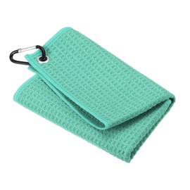 PATIKIL 12"x12" Tri-Fold Golf Towels, Waffle Pattern Towels Soft Fiber Strong Water Absorption with D Clip for Golf Lovers, Green