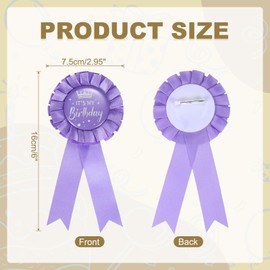 sourcing map It's My Birthday Ribbon Birthday Badge Pin Tinplate Brooch Pin for Women Men Birthday Party Decorations, Purple