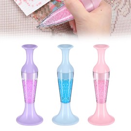 SNONESIY Pack of 3 Diamond Painting Flower Pot Shape Point Drill Pen, Diamond Painting Tool, E Painter Diamond Painting Pen, Diamond Painting Tools, for Nail Art Craft Making (Blue, Pink, Purple)