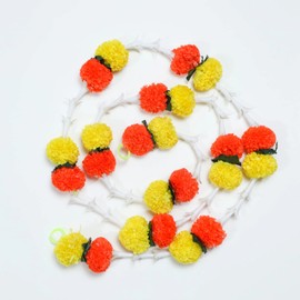 Guirnalda de caléndula y lirio, guirnaldas de flores artificiales, decoración de boda india, guirnaldas de plástico, guirnaldas florales a granel para decoración de pared, telón de fondo, decoración Diwali (paquete de 6)