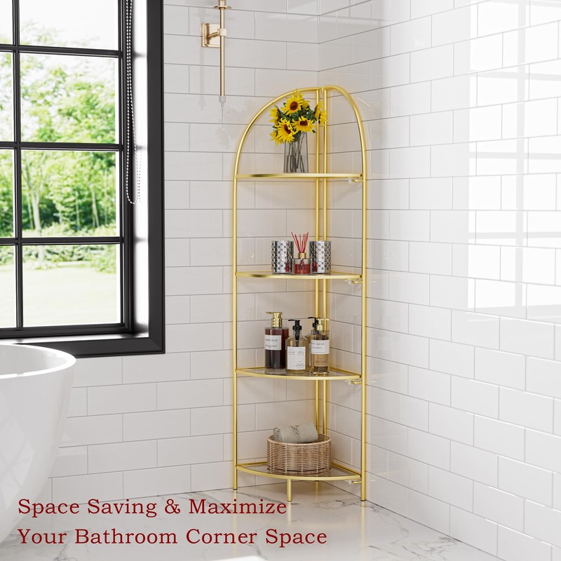 Crofy Foldable 4 Tier Corner Shelf, Metal Corner Plant Stand