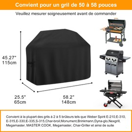 Barbecue Cover Gas Grill Cover 148 x 65 x 115 cm, Grill Cover with Adjustable Straps for Weber, Genesis, Charbroil