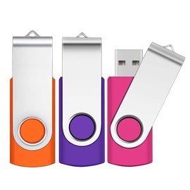 SRVR USB Stick 64 GB Pack of 3 Memory Stick USB Flash Drive Multicoloured Memory Stick Data Storage USB 2.0 with Cap LED Display Lanyard