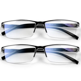 2 pack Executive Style Reading Glasses Men - Durable Readers with Blue Light Filtering - Comfortable Fit with TR90 Frames