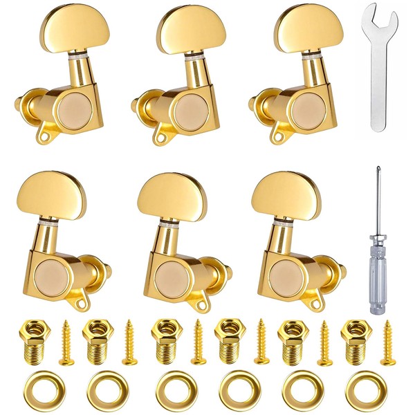 Closed Gear Guitar Tuning Machines 6-Pack (3L+3R) - Premium Chrome
