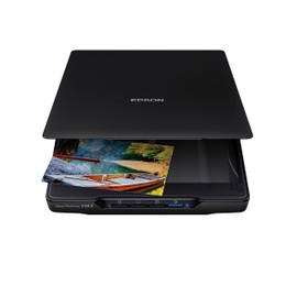 Epson - Perfection V39 II - Color Photo and Document Flatbed Scanner - 4800 dpi Optical Resolution - High-Rise, Removable Lid - Scan to Cloud - USB Power - Image Scanning - Black