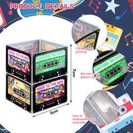Frienda - 8 piezas de decoración de casete retro para decoración de fiestas temáticas de los años 90 y 80 centros de mesa de plástico para suministros de fiesta temática de los 90, 4 estilos (18 x 14