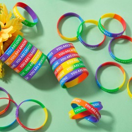QEERBSIN 60 Pcs Inspirational Silicone Bracelets Motivational Bands